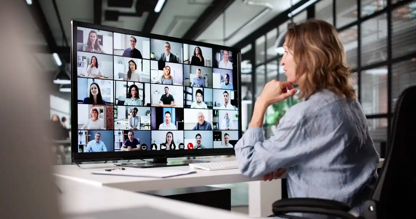 Professional Woman Leading Virtual Business Conference Call